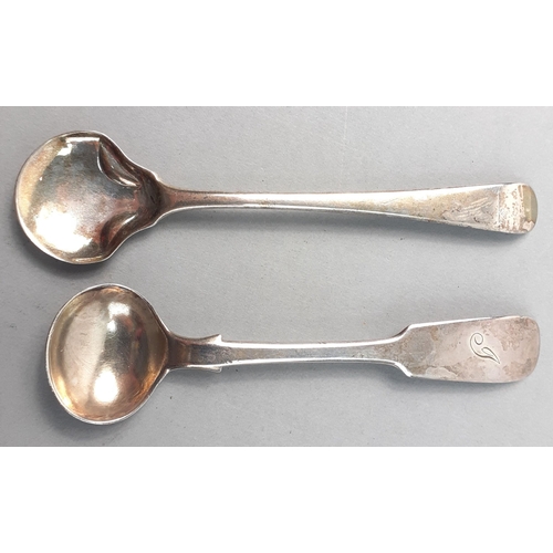 144 - Two antique silver condiments spoons - one a small condiment spoon hallmarked London 1809, and the o... 