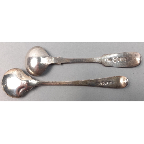 144 - Two antique silver condiments spoons - one a small condiment spoon hallmarked London 1809, and the o... 