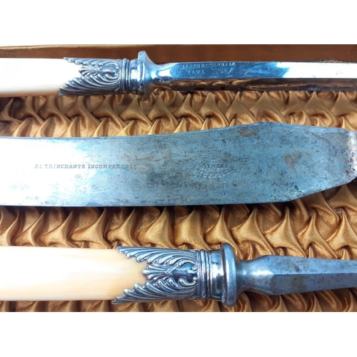 154 - A very attractive boxed complete carving set by Taylors Eye Witness of Sheffield.  Light wear to box... 