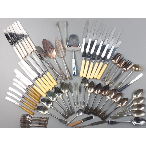 158 - A super lot of SILVER PLATED flatware in a box to include much good quality sets and part sets.  A s... 