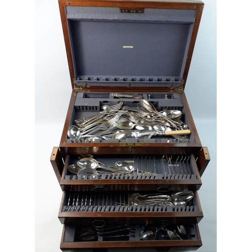 164 - A large canteen part set of mixed cutlery - just over 120 pieces - all within a SUBSTANTIAL hardwood... 