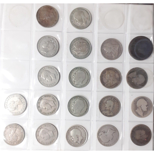 176 - A coin storage album page containing a super selection of HALF CROWNS.  Includes seven post-1947 how... 