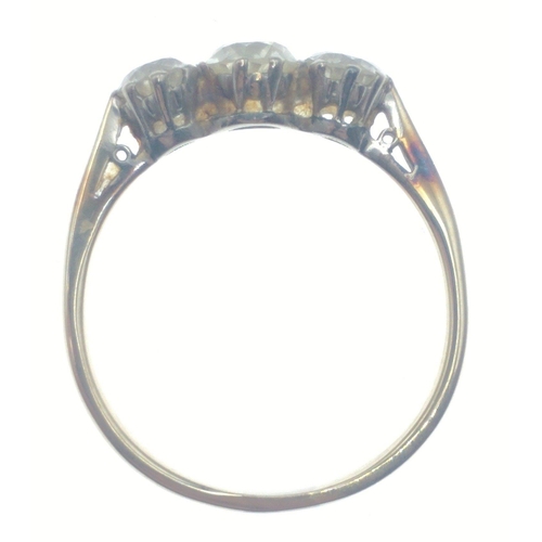 18 - A substantial diamond ring with 3 beautiful clean diamonds (tested), centre stone measures 5mm appro... 