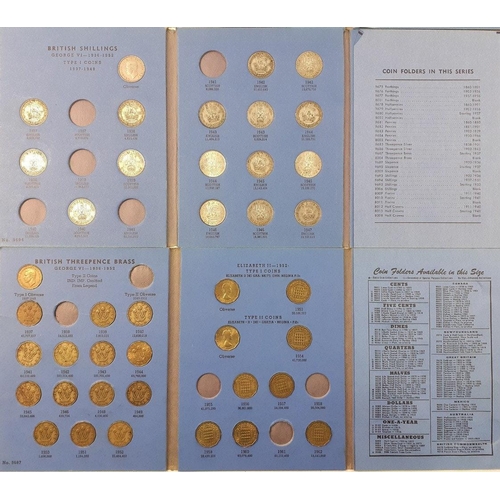 182 - WHITMAN FOLDERS x4.  Includes three shilling folders including many silver content coins. 1902-1936 ... 