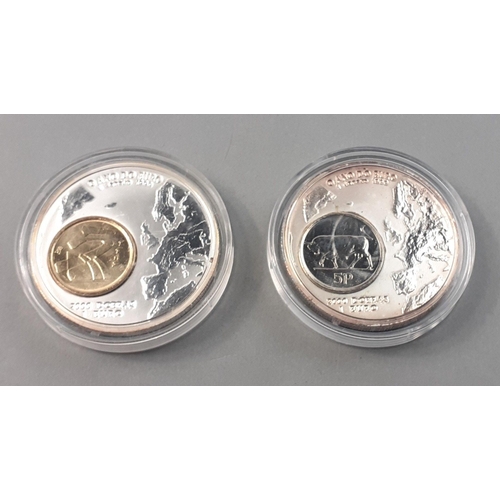 193 - The Euro coin collection by Westminster Mint comprising 2 proof like silver coins 1999.  St. Thomas ... 