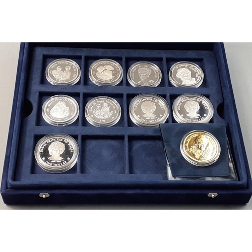 195 - WOW - A Westminster Mint  Princess of Wales Coin Collection comprising 21 sterling silver proof coin... 