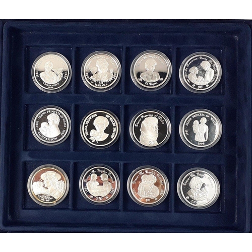 195 - WOW - A Westminster Mint  Princess of Wales Coin Collection comprising 21 sterling silver proof coin... 