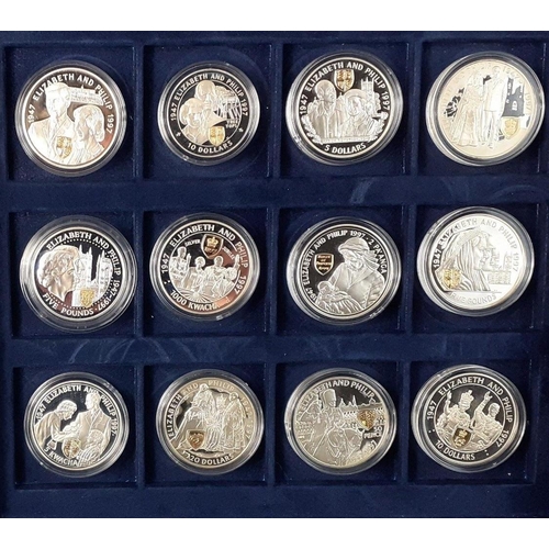 196 - Gorgeous Golden Wedding Anniversary Coin Collection by Westminster Mint.  Superbly presented, stirli... 