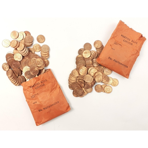 210 - A collection of uncirculated 1967 half-pennies in Martin's Bank paper bags. Lovely, shiny condition,... 