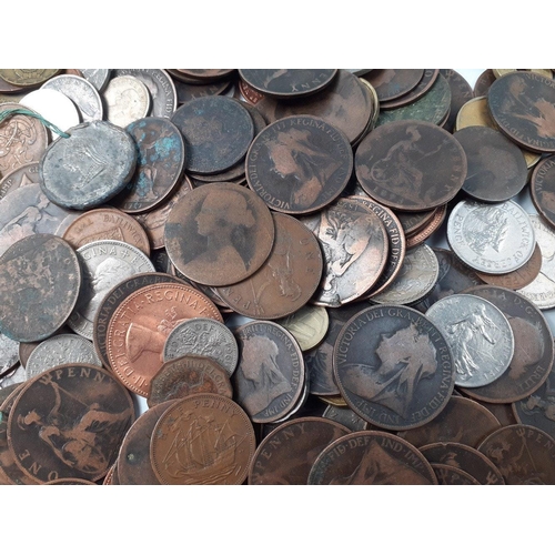 214 - A big collection of mainly UK obsolete coinage. Lots of Victorian pennies.#214