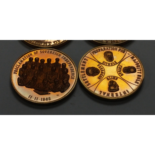 222 - Six superb bronze medals celebrating Rhodesian Independence.  Each limited edition numbered to the r... 