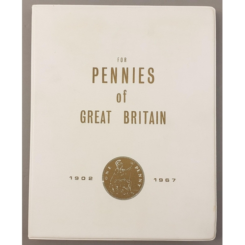 223 - Duckett Coin Display Wallet. THE PENNIES OF GREAT BRITAIN 1902-1967.  Contains 56 coins (1 missing) ... 