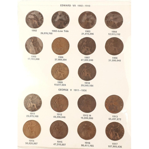 223 - Duckett Coin Display Wallet. THE PENNIES OF GREAT BRITAIN 1902-1967.  Contains 56 coins (1 missing) ... 