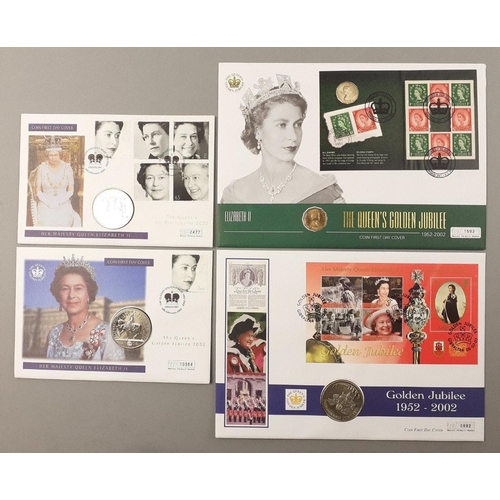 225 - A super little collection of the Queen's Golden Jubilee stamp covers with coins. 6 lovely crowns and... 