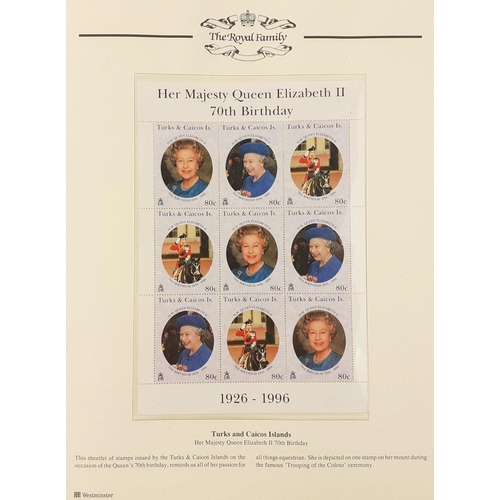 226 - WESTMINSTER MINT. THE ROYAL FAMILY. Two full albums and one empty, to include a full album of Queen'... 