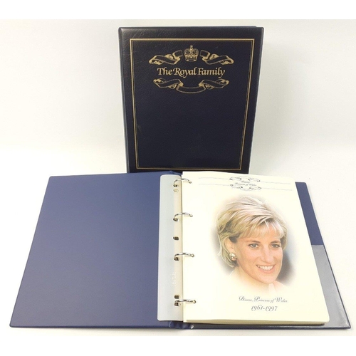 227 - WESTMINSTER MINT. DIANA PRINCESS OF WALES Stamps, covers and coins in two plush albums in very good ... 