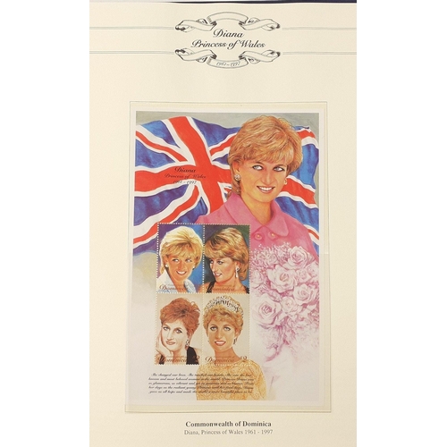 227 - WESTMINSTER MINT. DIANA PRINCESS OF WALES Stamps, covers and coins in two plush albums in very good ... 