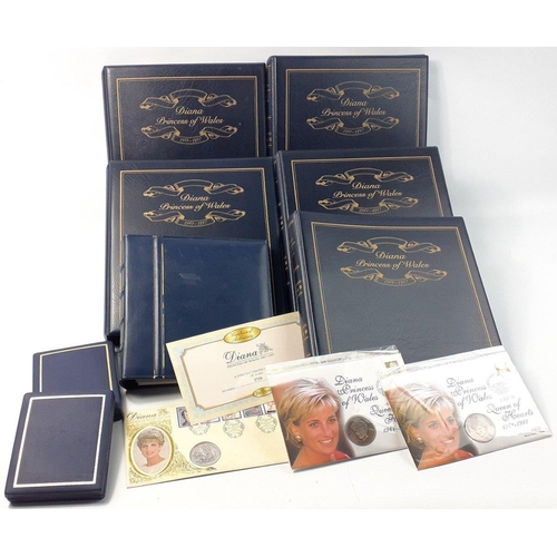 228 - WESTMINSTER MINT Diana, Princess of Wales, three wonderful plush albums of covers, and two with some... 