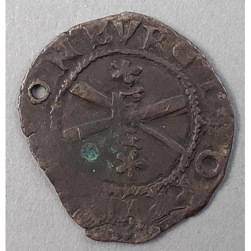 233 - MARY QUEEN OF SCOTS 1543-1554 Billon Bawbee Sixpence.  Clipped and with a hole but still a rare and ... 