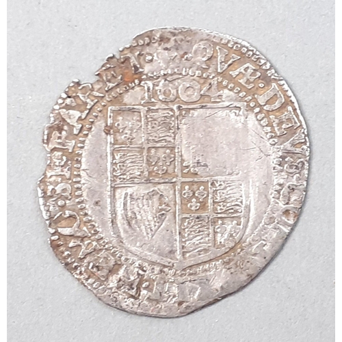 234 - 1606 James 1st / 6th Stuart Hammered Silver Sixpence dated 1604. Nibbled edges but lovely detail obv... 