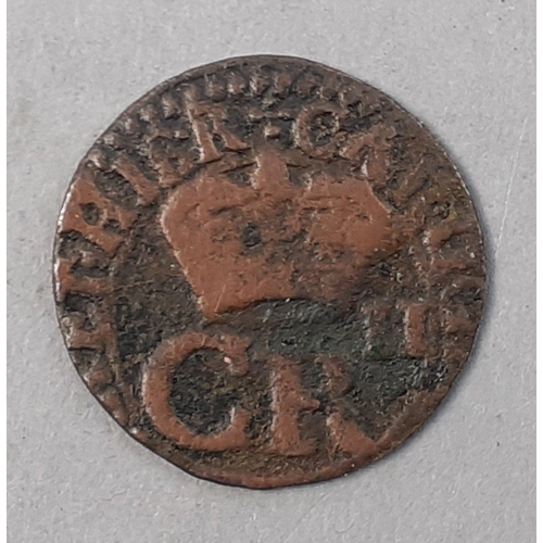 236 - CHARLES I 1625-1649 Copper Twopence / Turner Scottish coin with thistle reverse.  Lovely detail good... 