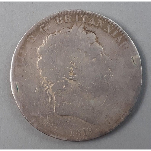 243 - 1819 Silver George III Crown with enamelled reverse.  Obverse with wear.#243