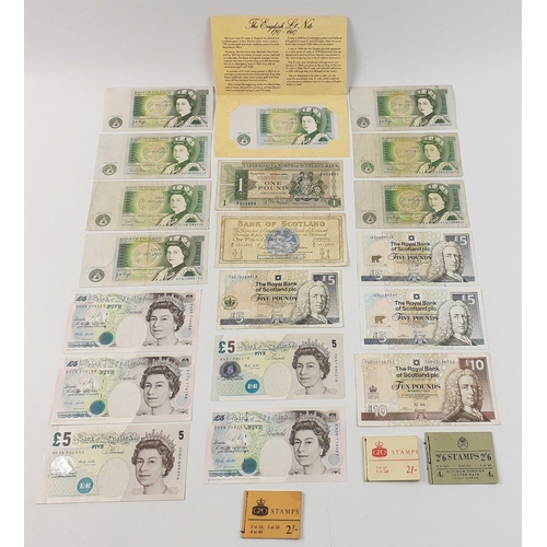 267 - Bank notes of interest to include Bank of England one pound note in presentation folder, four crisp ... 