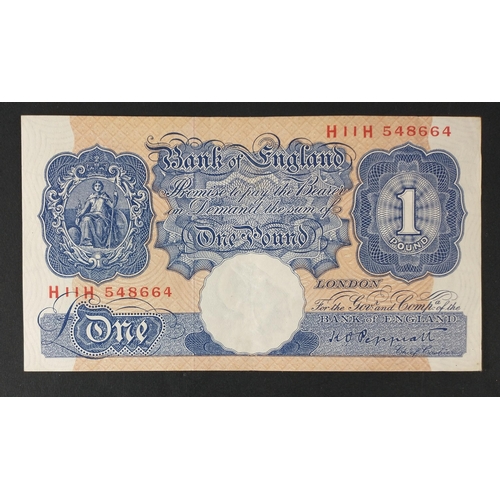 268 - A superb example of a war issue PEPPIATT blue one pound bank note with security strip#268