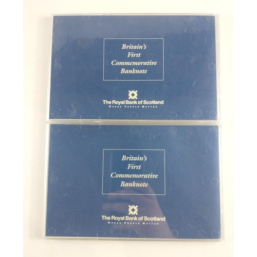 275 - BANKNOTES in presentation perspex cases x2.  Both ROYAL BANK OF SCOTLAND European Summit notes from ... 