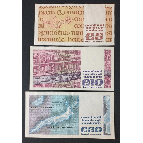 293 - Irish bank note interest - from 1991/1992 a five pound, ten pound and twenty pound note from the Cen... 