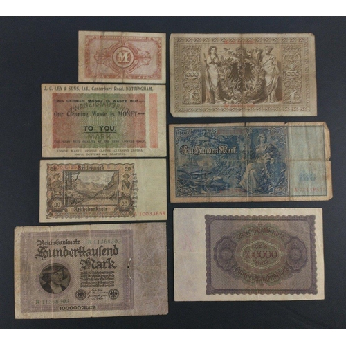 300 - Bank notes of interest GERMANY - all World War 2 or earlier to include a very interesting 1922 over ... 