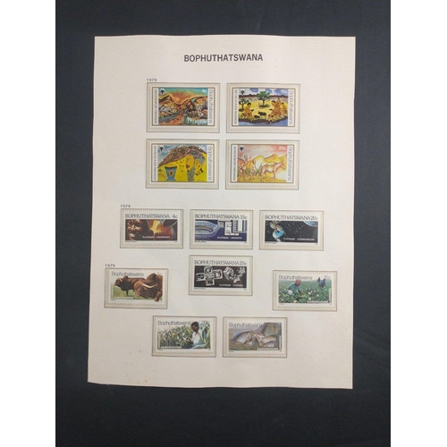 335 - A selection of AFRICAN HOMELANDS postage stamps in album page protective mounts.  Includes BOPHATATS... 