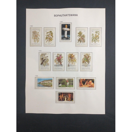 335 - A selection of AFRICAN HOMELANDS postage stamps in album page protective mounts.  Includes BOPHATATS... 