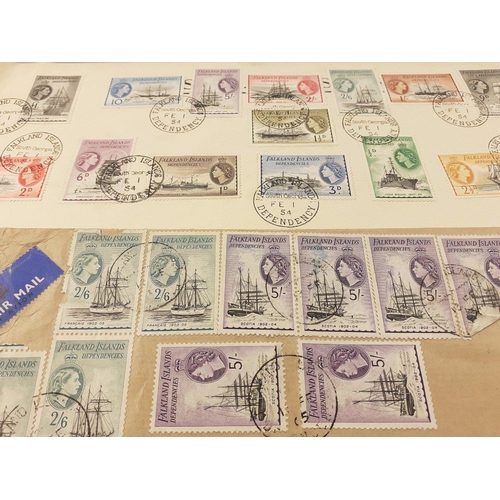 336 - STAMPS Falkland Island Dependencies 1954-62 SGG26/40 - 1954 Definitives Full set to £1 on envel... 