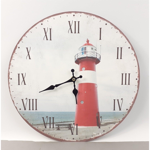 351 - A battery operated OCEANIC LIGHTHOUSE themed wall clock - dimension 34cm approx#350