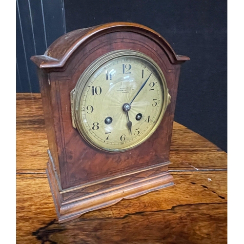 353 - A WEBSTER of Victoria St London walnut cased mantle clock with a JAPPE FRERES clock movement - requi... 