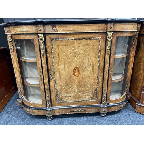 357 - A SUPER QUALITY antique Victorian burr walnut inlaid CREDENZA display cabinet, circa 1870s with dime... 