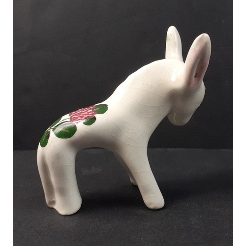 370 - A WEMYSS inspired floral glazed pottery DONKEY - dimensions 7cm height x 7cm length approx#369