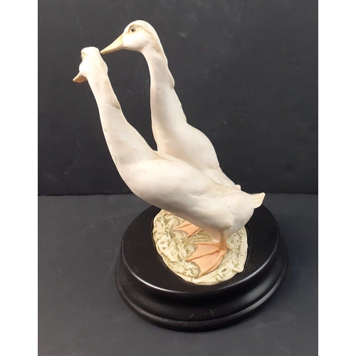 375 - KAISER hand-painted PORCELAIN geese ornament No 523 stamped to base on a plinth- dimensions height 2... 