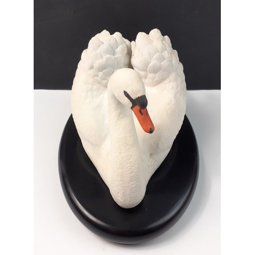 388 - THE ROYAL SWAN by FRANKLIN MINT - fine bisque porcelain swan figurine - dimensions 31cm length x 15c... 