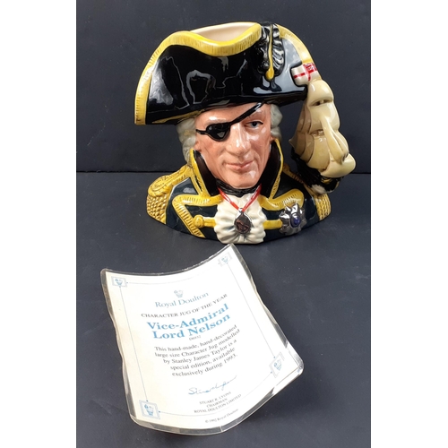 395 - ROYAL DOULTON Character Jug - VICE ADMIRAL LORD NELSON D6932 - no chips, cracks or signs of damage r... 