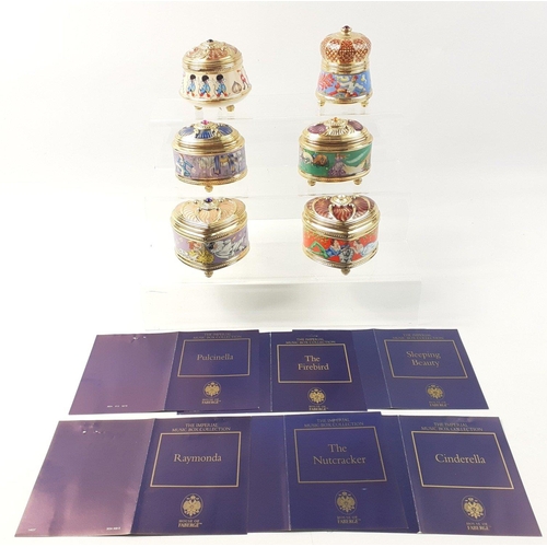 402 - HOUSE OF FABERGE. The Imperial Music Box Collection. Six exquisite enamelled music trinket boxes in ... 