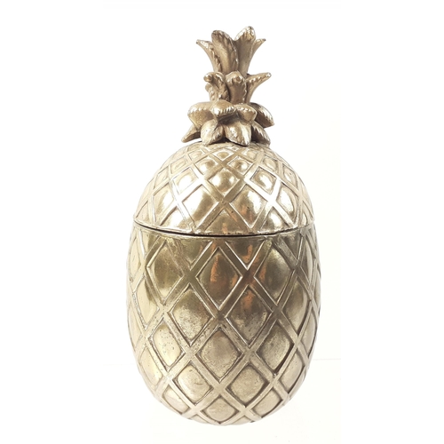 403 - A wonderful plated decorative pineapple jar with liner.  A beautiful and intriguing ornament.  14cm ... 