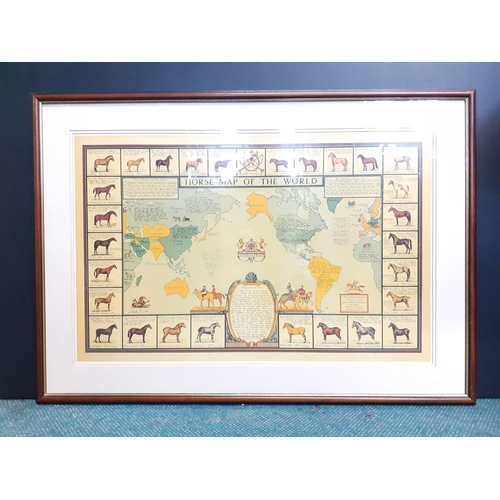 415 - A large and IMPRESSIVE Framed HORSE MAP OF THE WORLD - frame size 90cm x 70cm#414