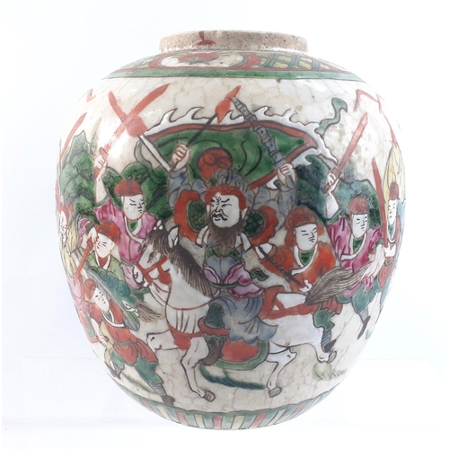 440 - An appealing Chinese (Made in China) vase / urn with wonderful battle scene depictions.  Stands 23cm... 