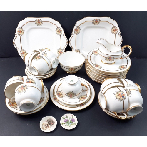 452 - AYNSLEY c1930's VINTAGE fine bone china hand-painted tea service with 12 cups, 12 saucers, 12 side p... 