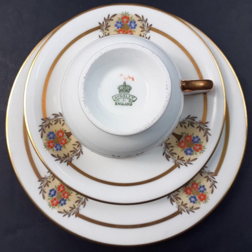 452 - AYNSLEY c1930's VINTAGE fine bone china hand-painted tea service with 12 cups, 12 saucers, 12 side p... 