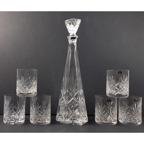 476 - A THOMAS WEBB tall neck crystal cut-glass decanter (dimensions 15