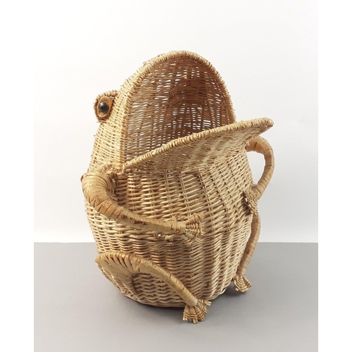 491 - A wee FROGGIE wicker storage basket - dimensions 30cm height x 28cm width#490