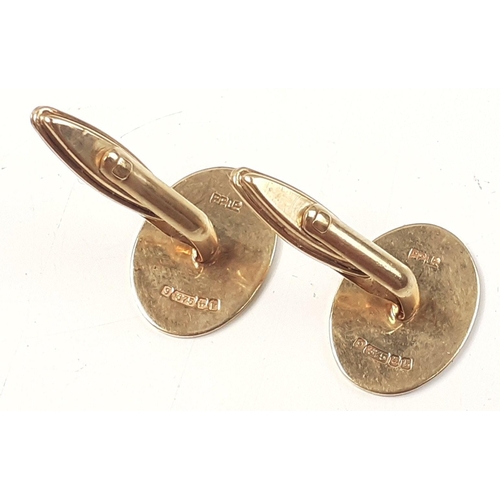 62 - Fully hallmarked 9ct GOLD cufflinks in case. Weight 8g approx.  Birmingham hallmark. In good conditi... 